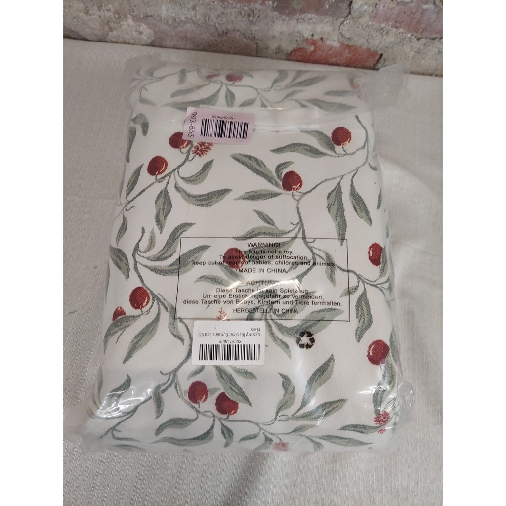 ugoutry Blackout Curtains Red Berry Botanical Grommet 96 In Length New 2 panels
