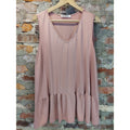 DOUBLJU Womens Plus Size 2X Sleeveless V Neck Tunic Top Pink Ruffled Hem