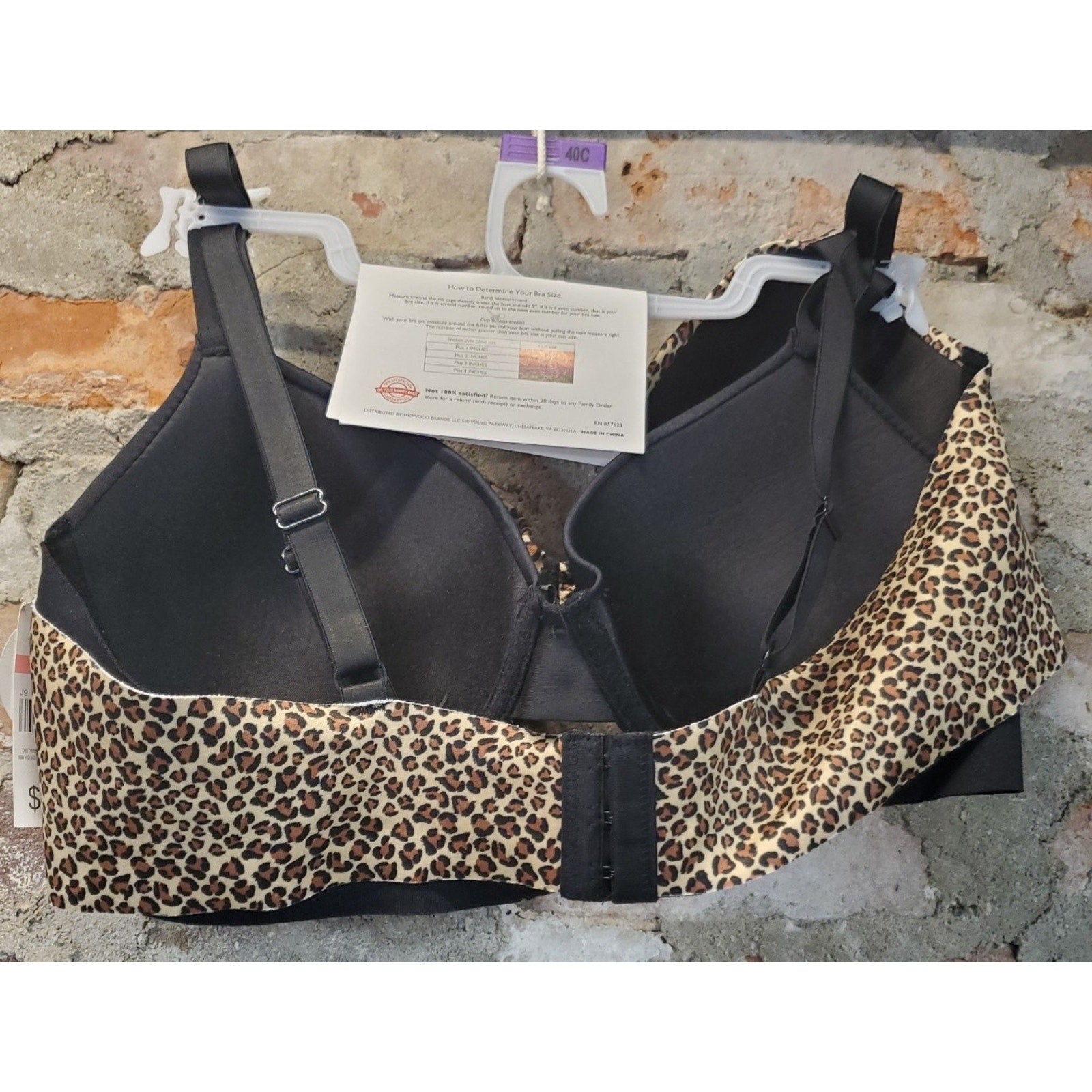 Just Be Intimates Plus Womens Bra 40C Leopard Print Padded Full Coverage