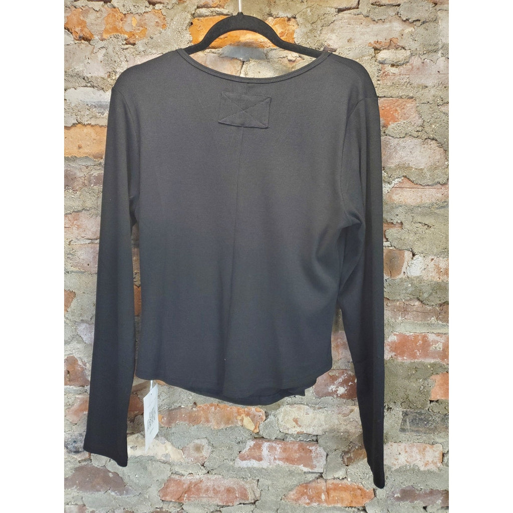 Womens Long Sleeve Scoop Neck Ribbed Knit Pullover Top XXL Black NWT