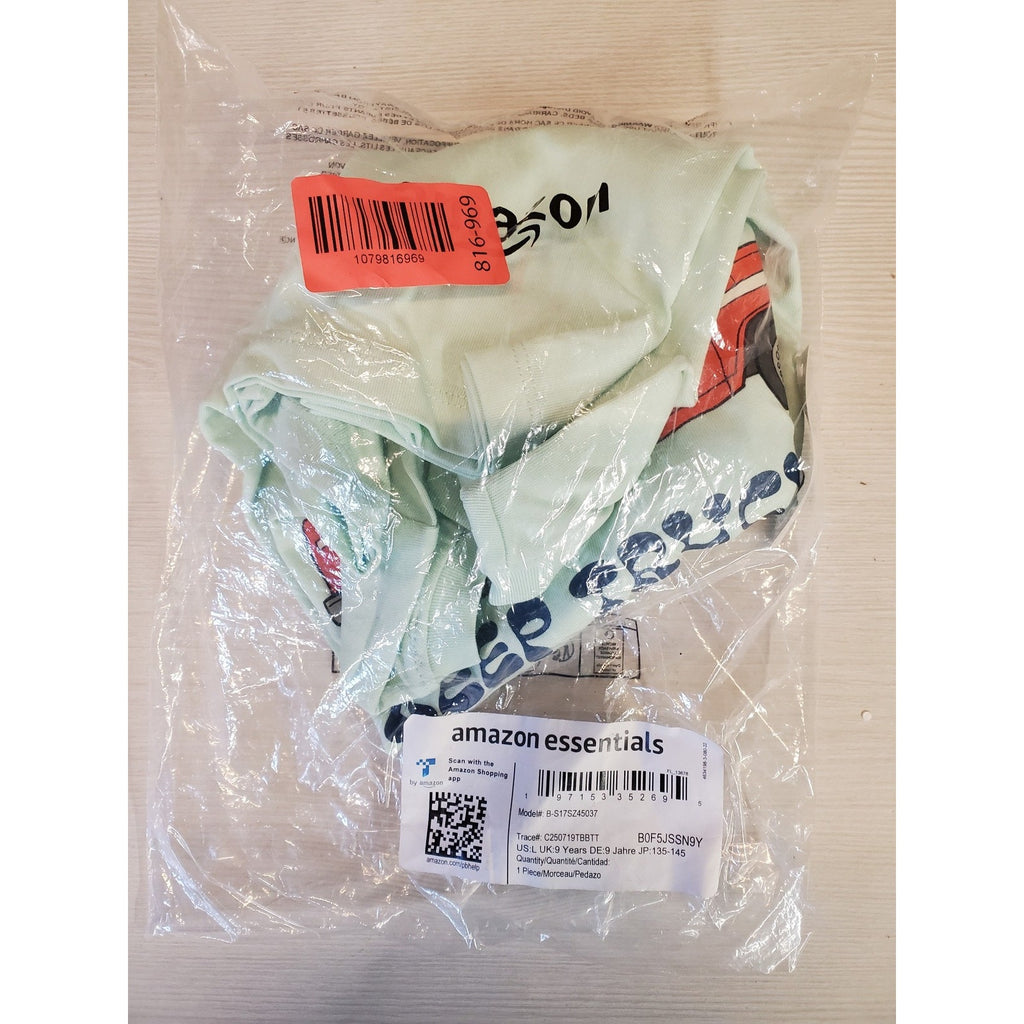 amazon essentials Boys Sz L T Shirt 9 Years Mint Green Truck Keep Truckin