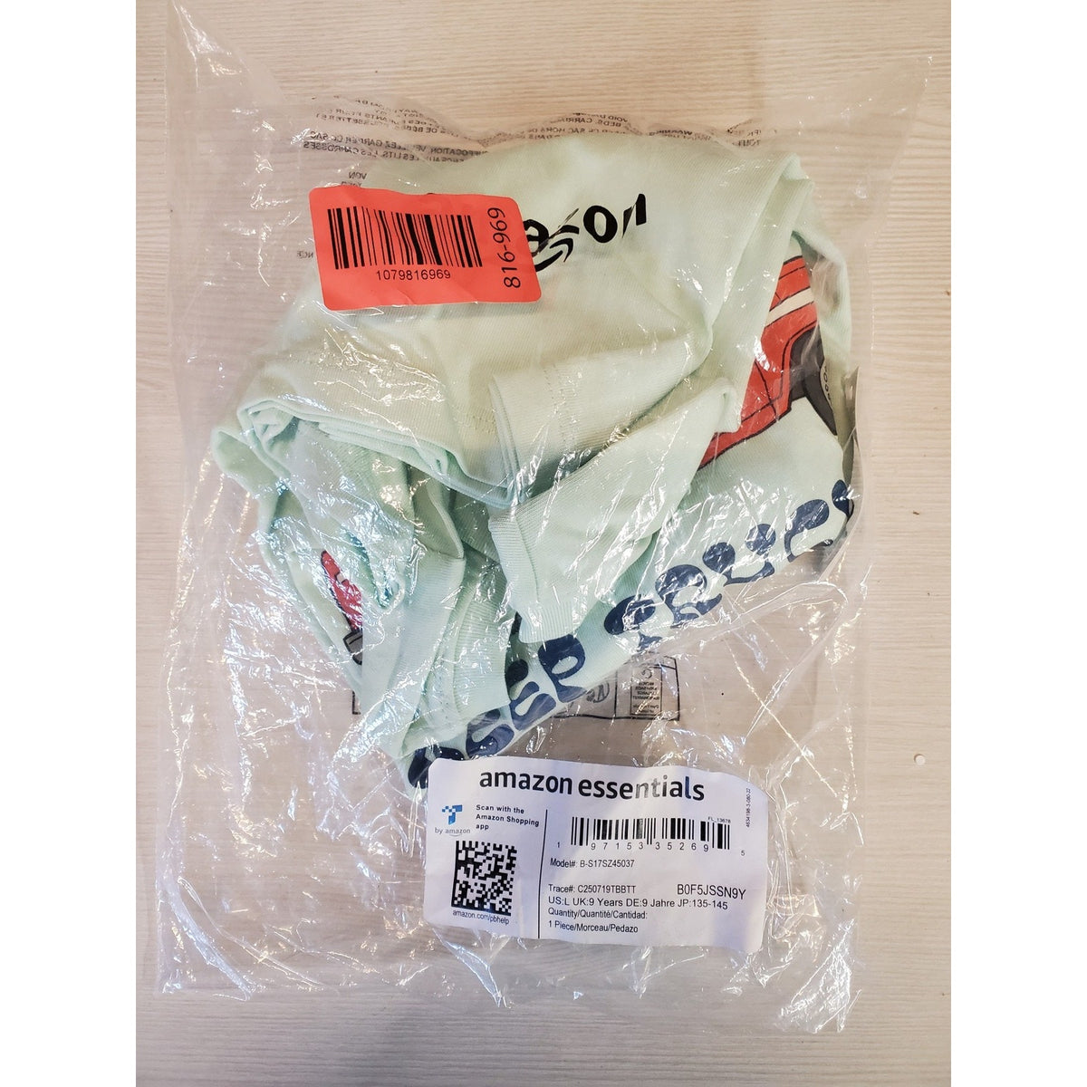 amazon essentials Boys Sz L T Shirt 9 Years Mint Green Truck Keep Truckin