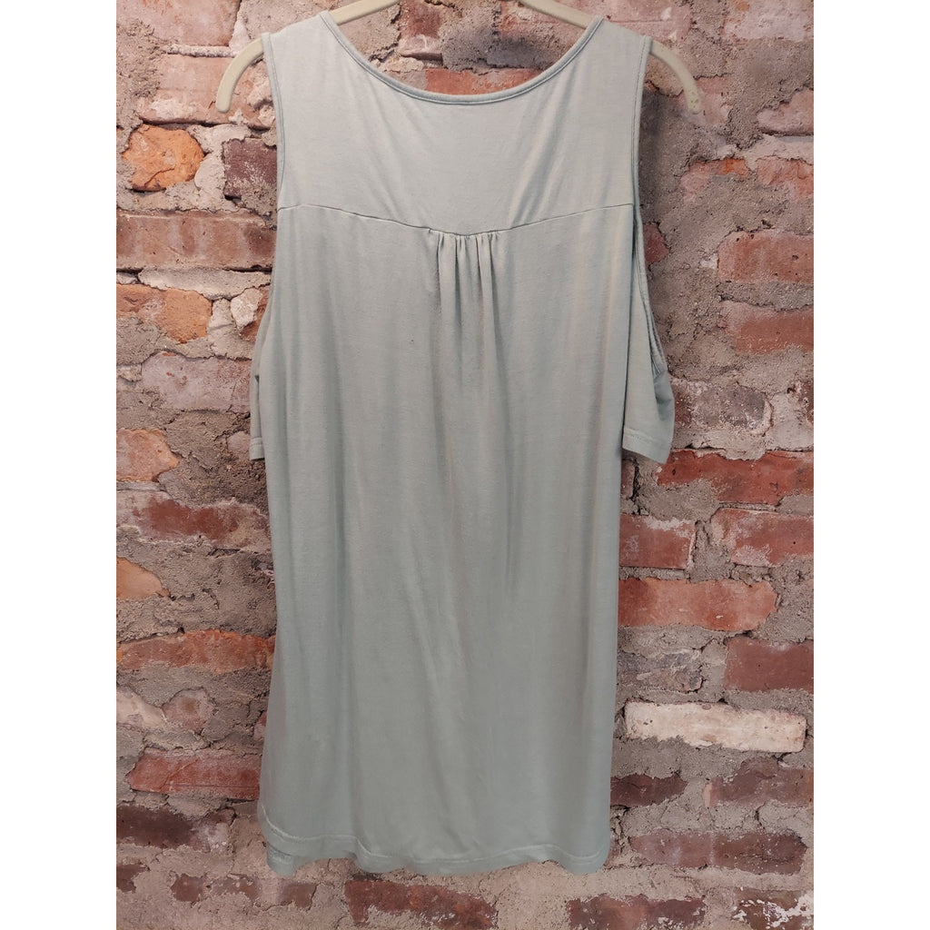 Womens Cold Shoulder Blouse Plus Size 1X Mint Green Lace Detail Tunic