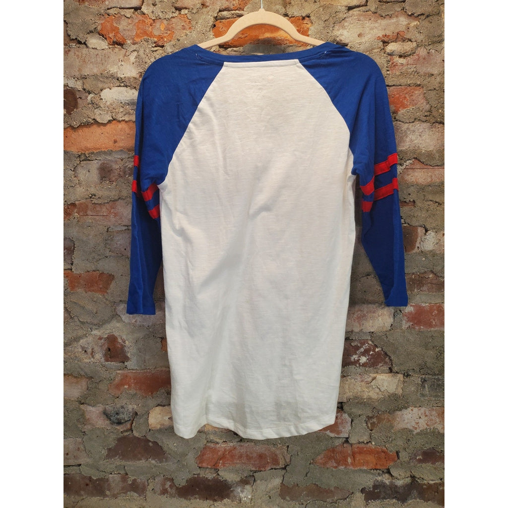 MLB Phillies Genuine Womens Raglan T Shirt M V Neck 3/4 Sleeve White Blue Red