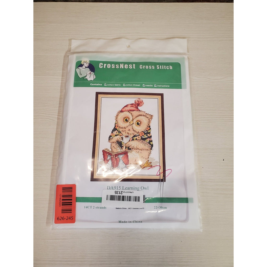CrossNest Learning Owl DA915 Cross Stitch Embroidery Kit 14CT 22x30cm DIY