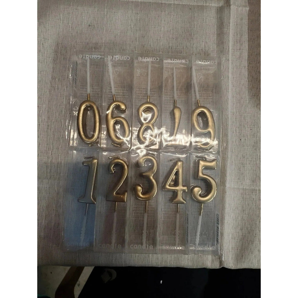 Gold Number Birthday Candles Complete Set 0-9 Party Cake Topper Decoration