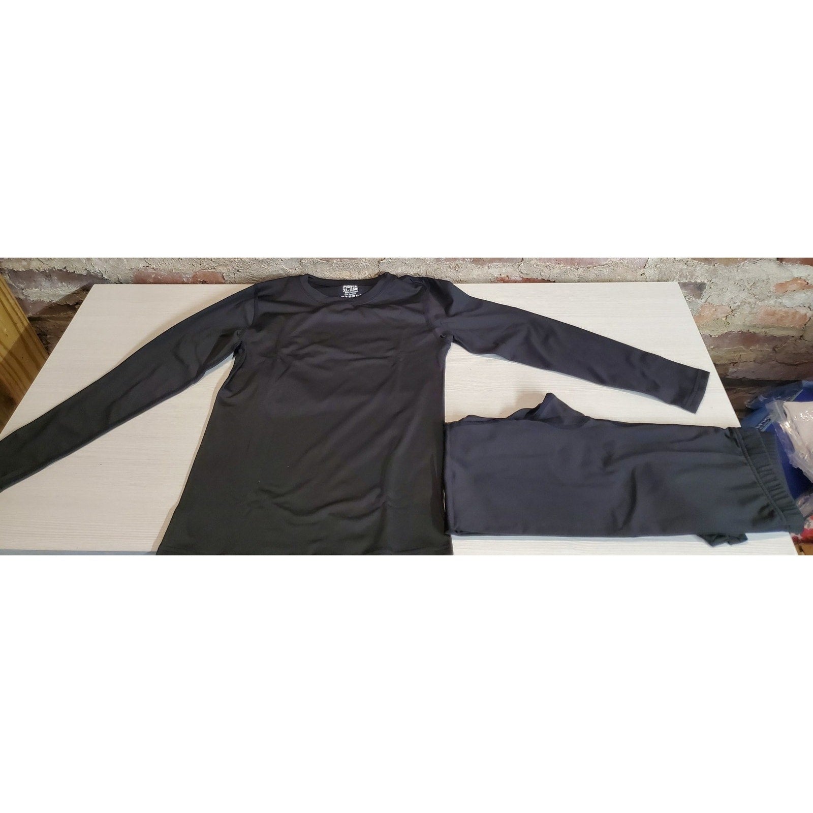 PISIQI Youth Thermal Underwear Set Sz 10Black Long Sleeve Polyester Spandex Base