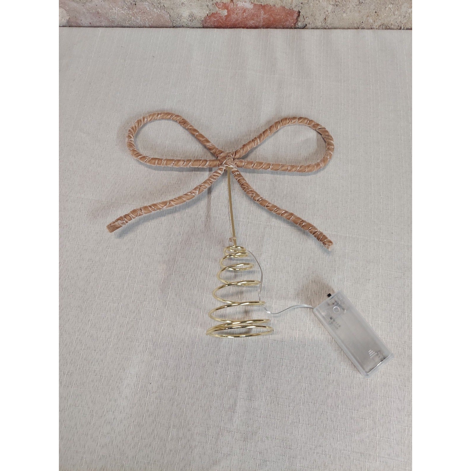 Christmas Tree Topper Bow Velvet Lighted Champagne Gold Holiday Decor 12 Inch