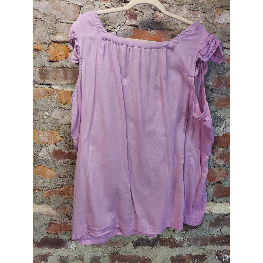 Old Navy Womens Sleeveless Top XXL Lavender Square Neck Pleated Pintuck Cotton