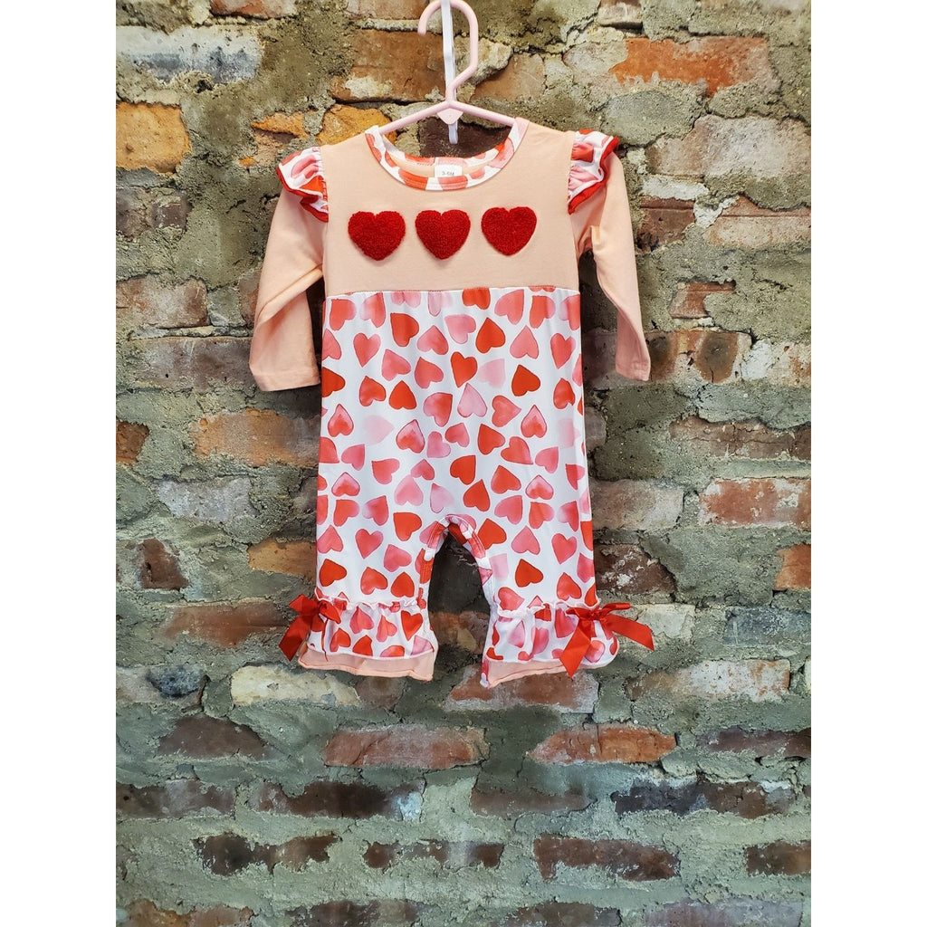 Valentines Day Baby Girls Heart Romper Jumpsuit One Piece Outfit Size 3-6M