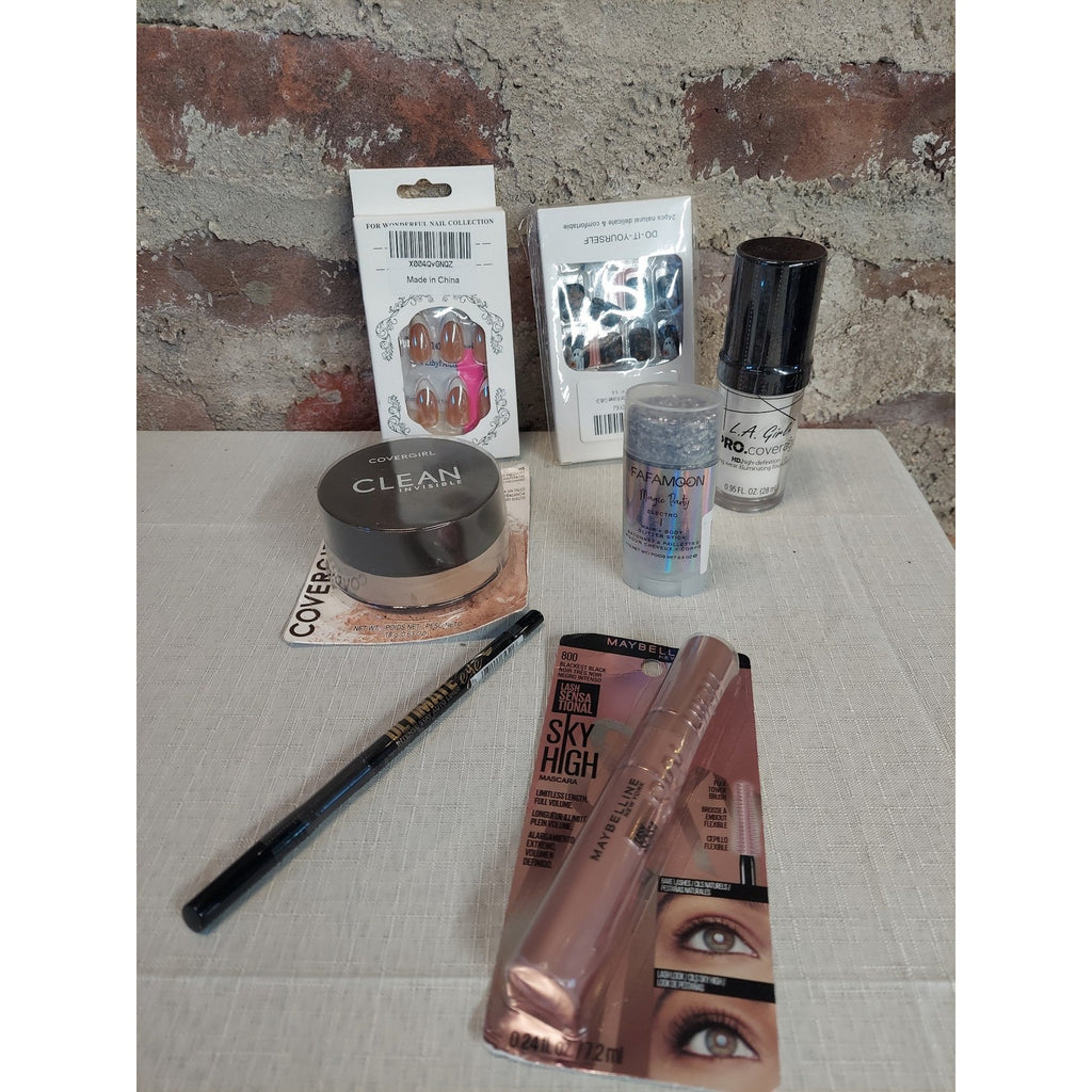 Maybelline Covergirl Milani Makeup Beauty Lot Mascara Powder Press On Nails