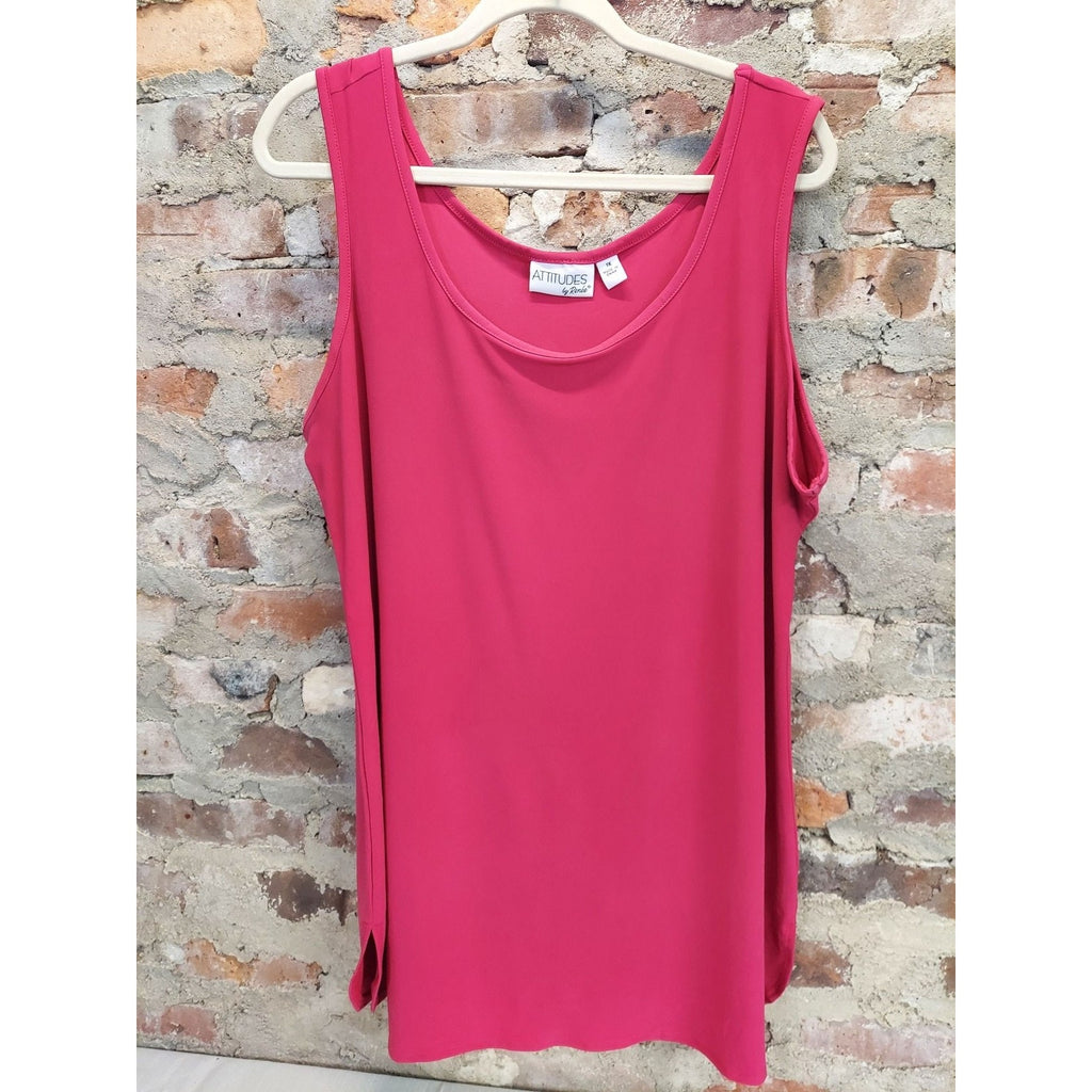 Attitudes by Renee Womens Tank Top Plus Size 1X Hot Pink Fuchsia Sleeveless