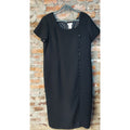 Worthington Woman Womens Sheath Dress Size 18W Black Short Sleeve Button Accent