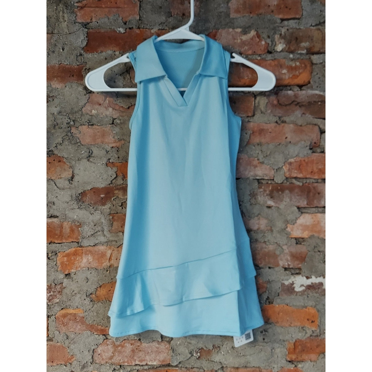 NEW Girls Sz 7/8 Light Blue Tennis Golf Dress Shorts Set Collared Activewear