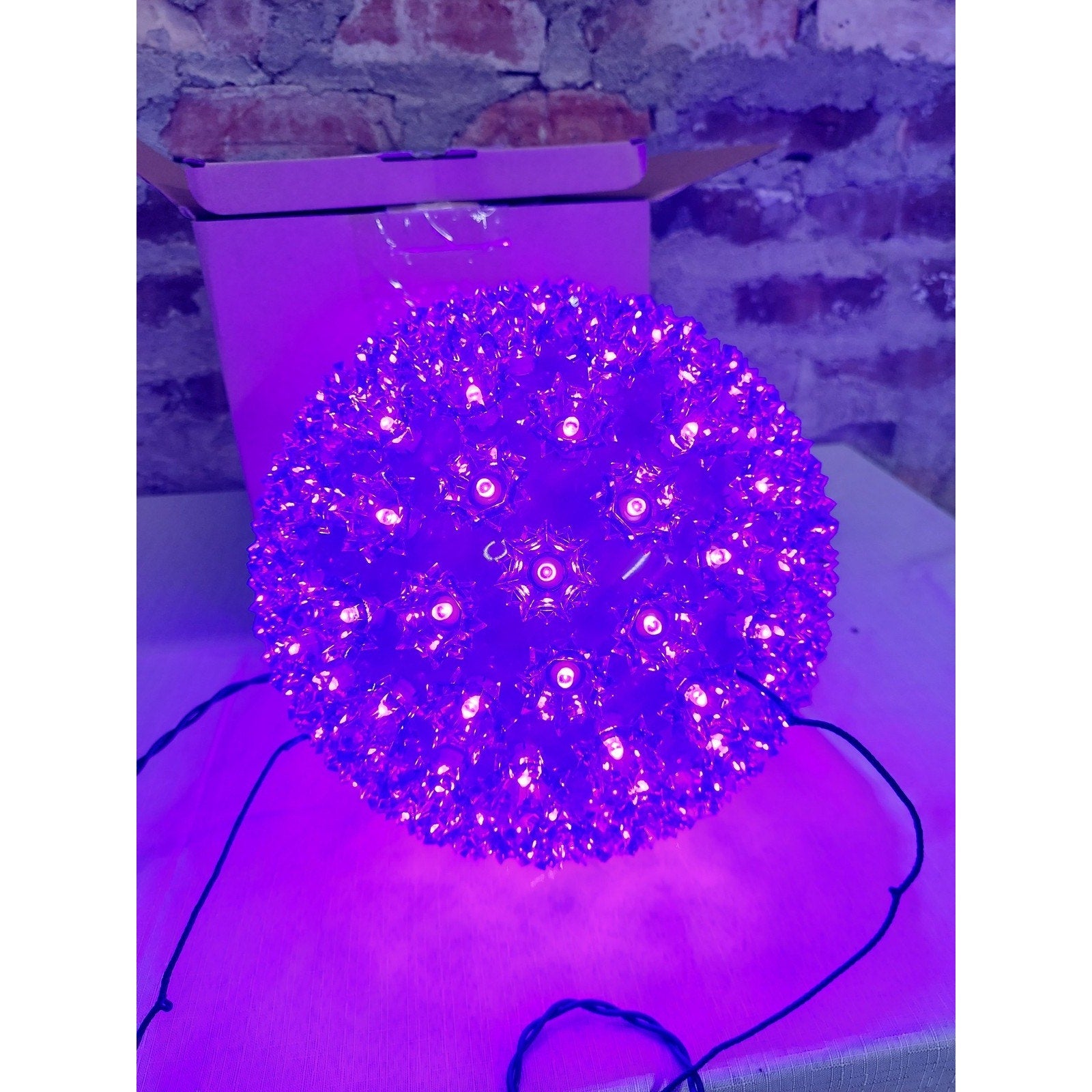 LED Light Ball Purple Starburst Sphere 6 Inch Indoor Outdoor Hanging Chirstmas