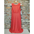 London Times Womens Eyelet Dress US 8 Coral Sleeveless Midi Round Neck Fit Flare