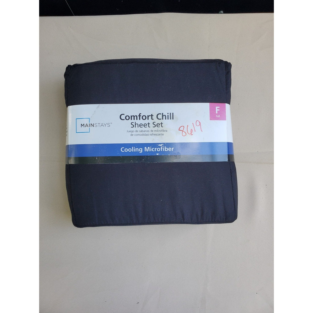 MAINSTAYS Comfort Chill Full Sheet Set Cooling Microfiber Black NEW