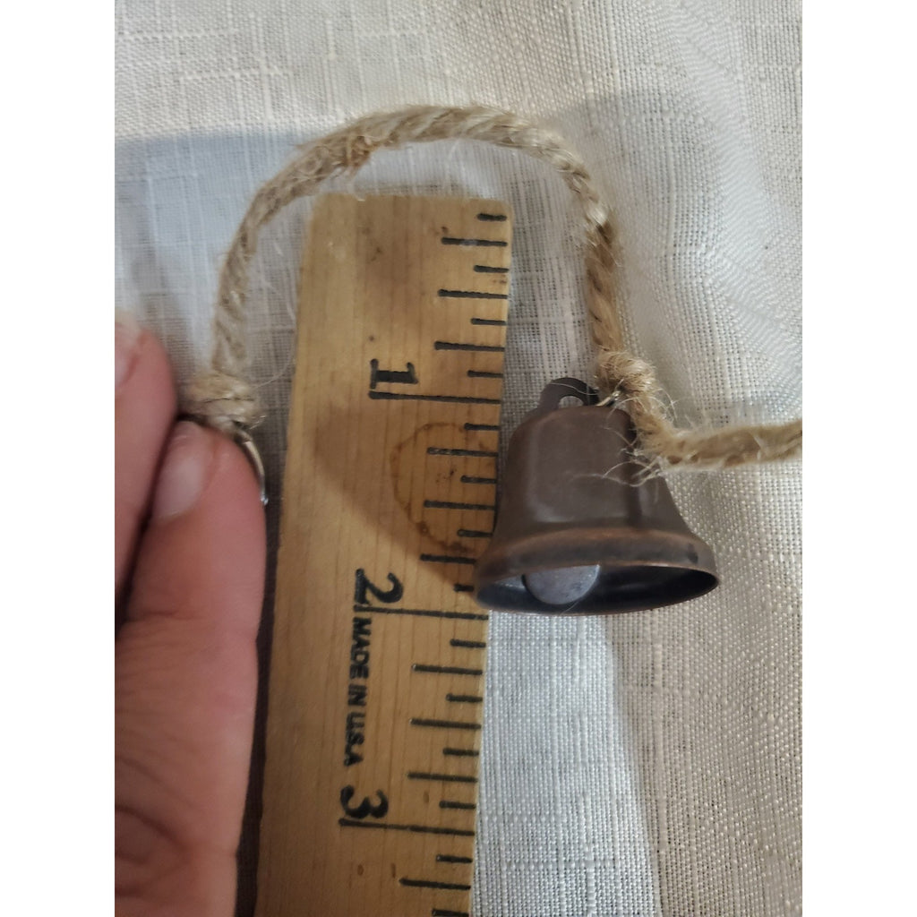 Rustic Farmhouse Jute Rope Bell Garland Bronze Metal Vintage Style Christmas