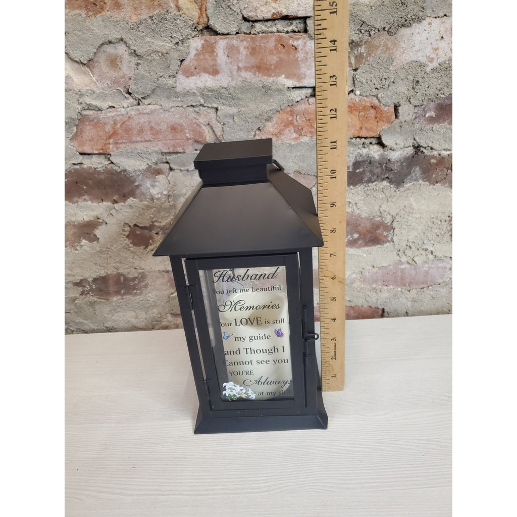 Husband Memorial Lantern LED Candle Remote Control Timer Remembrance Gift Black