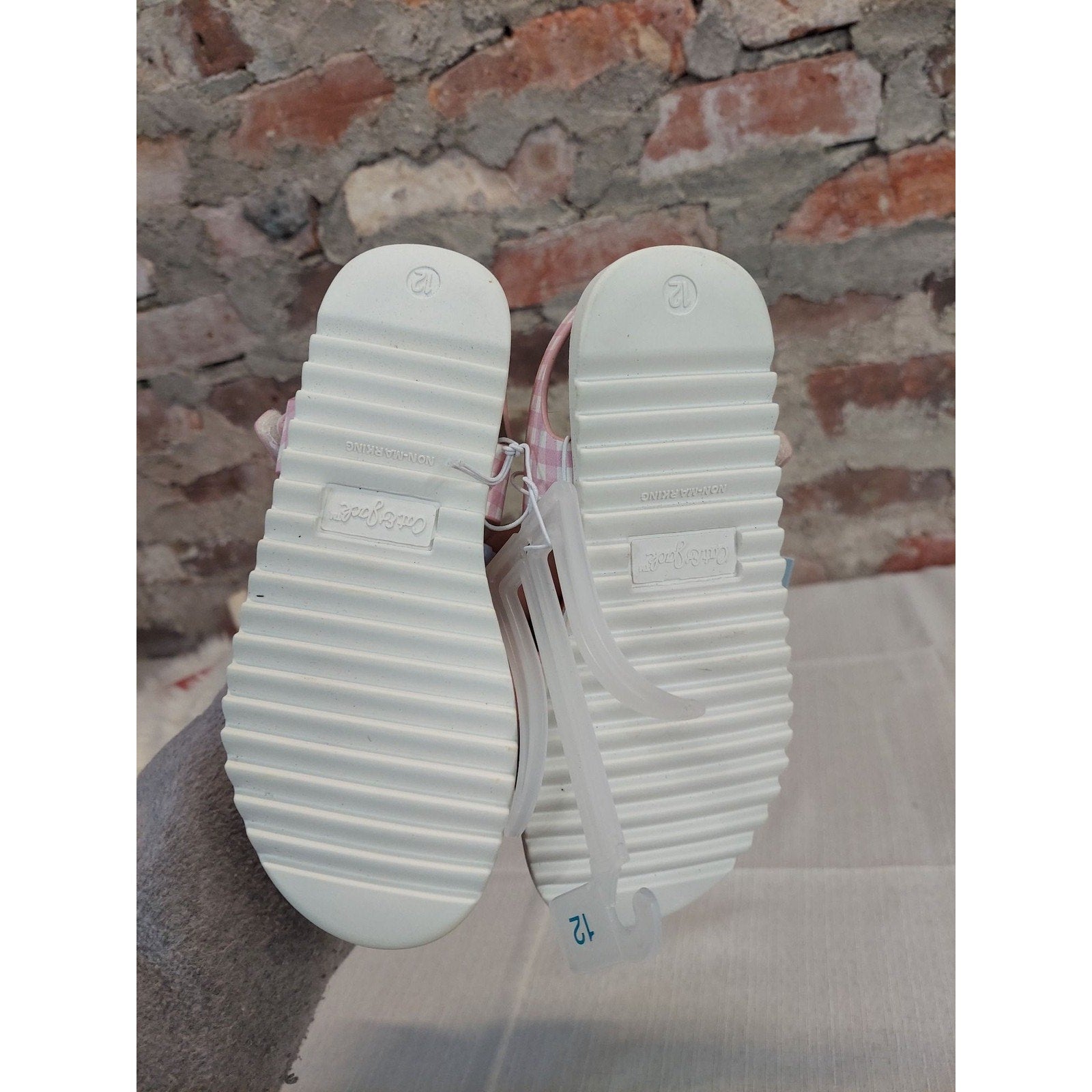 Cat & Jack Girls Footbed Sandals Size 12 Pink White Gingham NWT Shoes Checkered