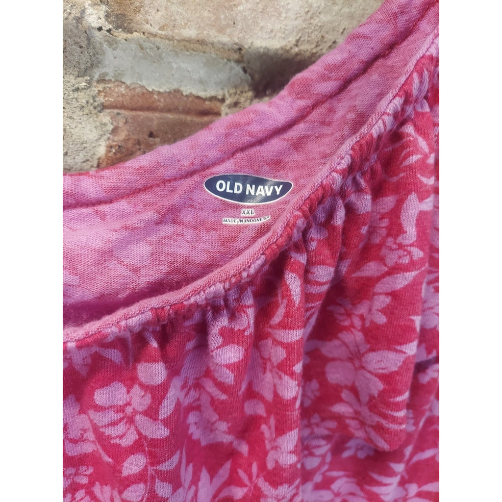Old Navy Womens Off Shoulder Ruffle Top XXL Pink Floral One Strap Casual