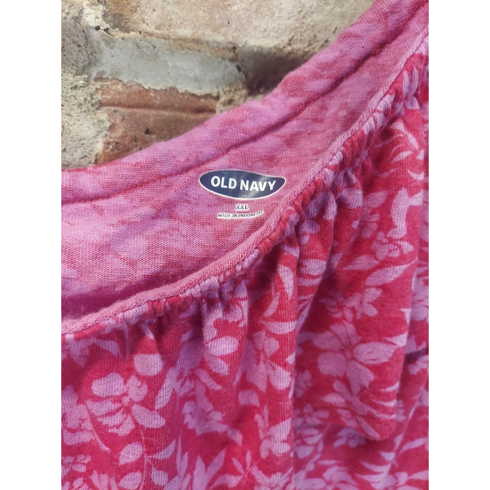 Old Navy Womens Off Shoulder Ruffle Top XXL Pink Floral One Strap Casual
