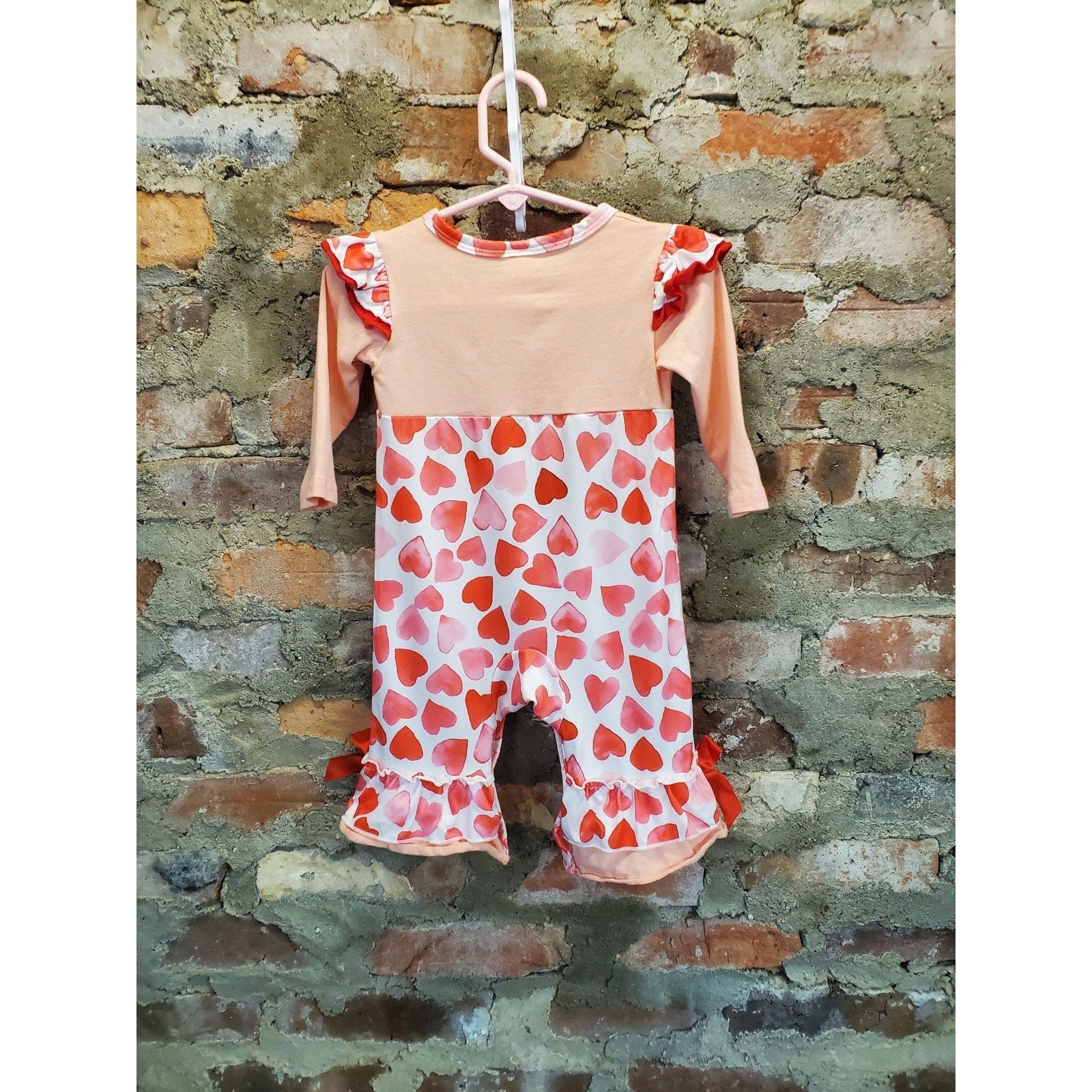 Valentines Day Baby Girls Heart Romper Jumpsuit One Piece Outfit Size 3-6M
