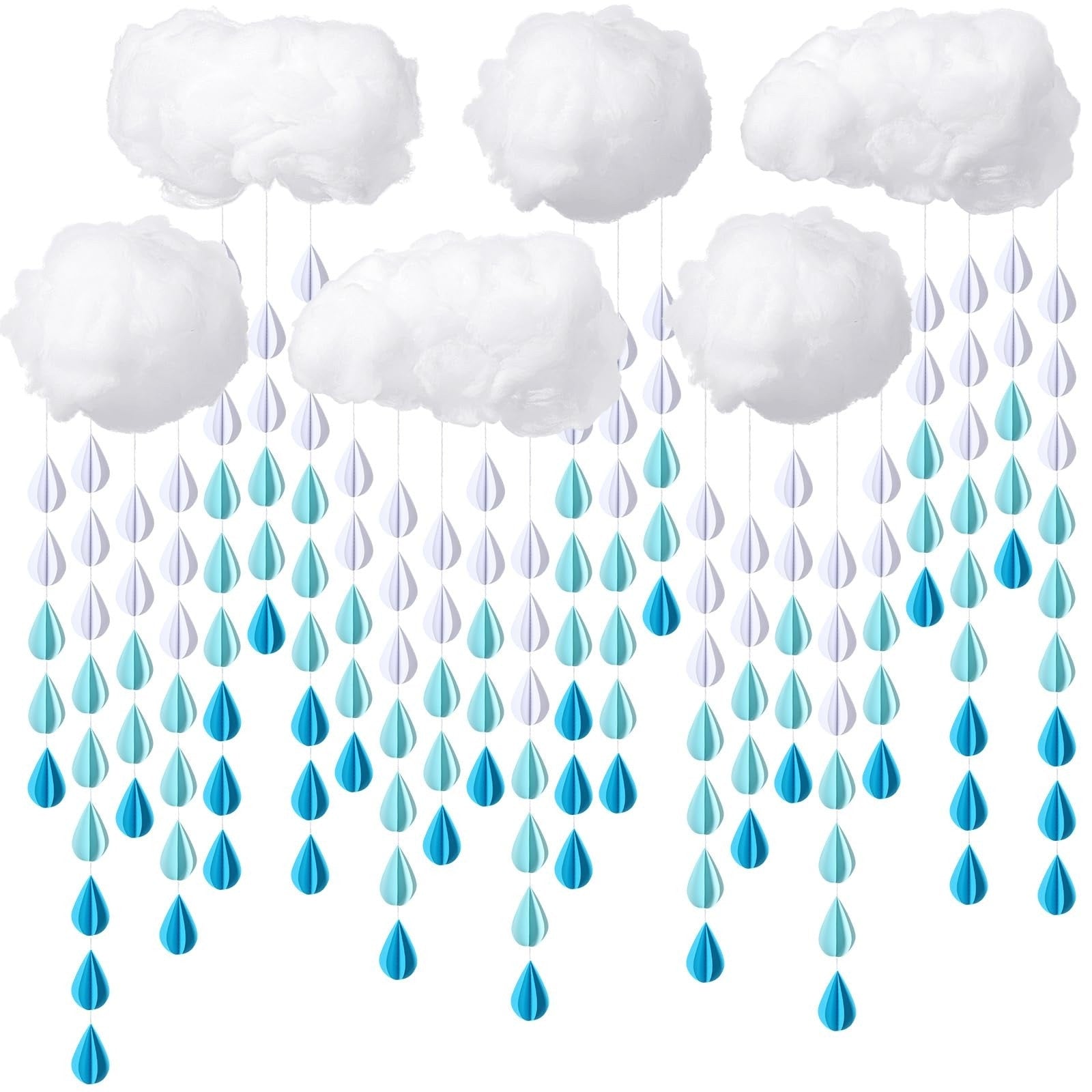 Cloud Raindrop Garland Hanging Decoration Party Decor Baby Shower Nursery Room
