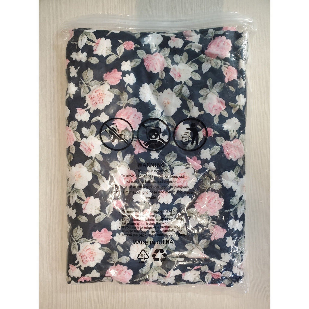 BLANCHES Womens Sz 2x Navy Pink Floral Dress Long Sleeve Pockets New