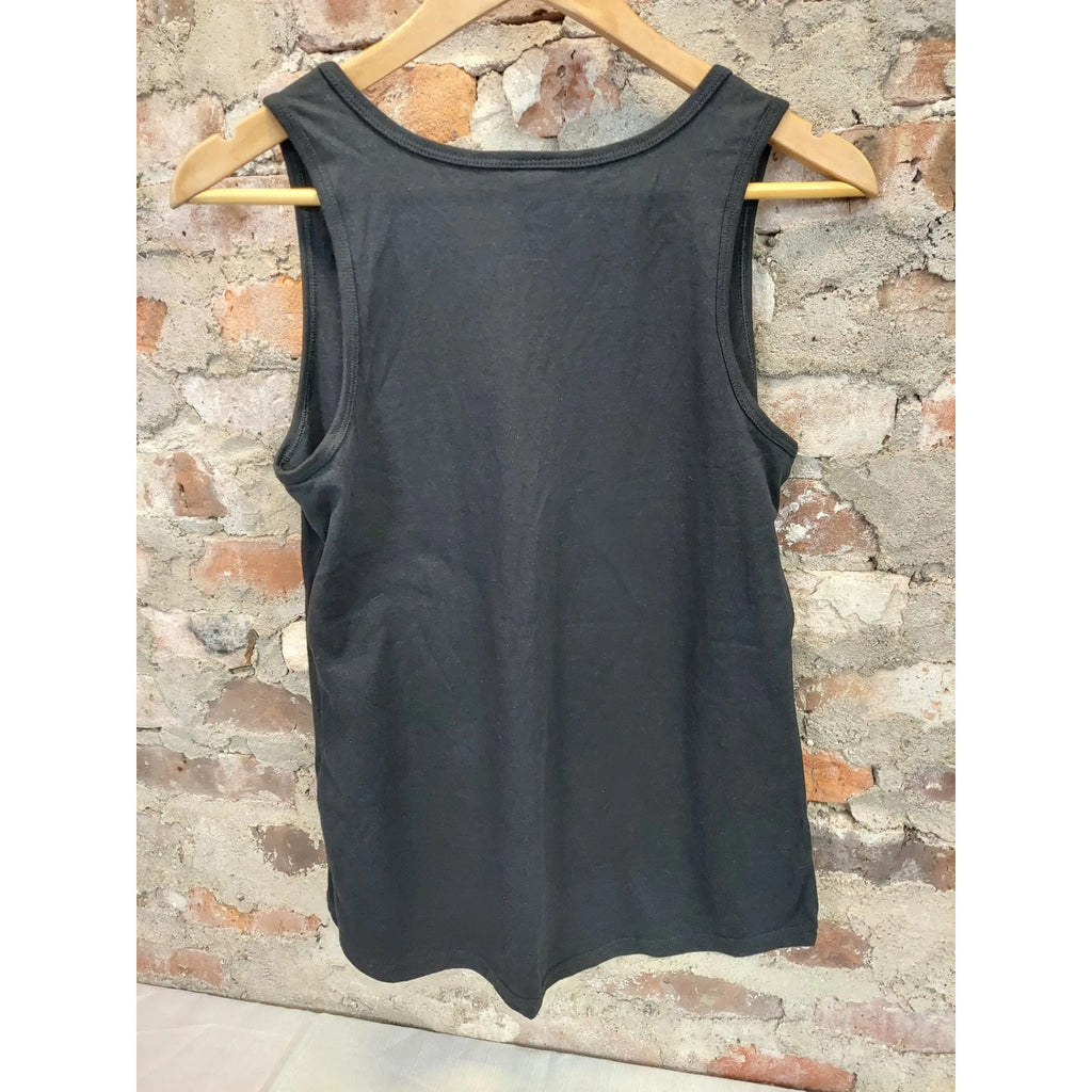 Port & Company Womens Tank Top S Black Graphic No Sleep Bus Club Plane