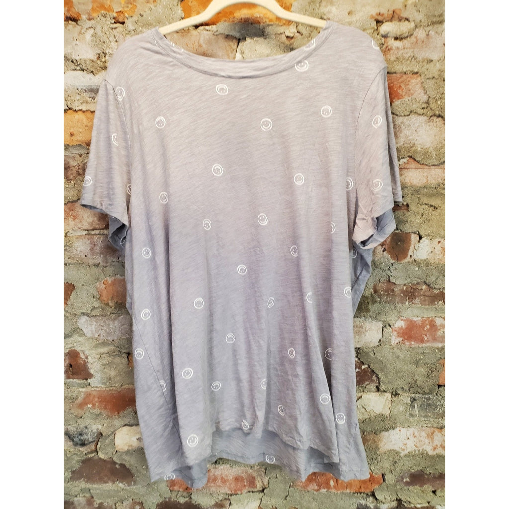 SONOMA Womens T Shirt XXL Gray Smiley Face Graphic Print Cotton Everyday Tee