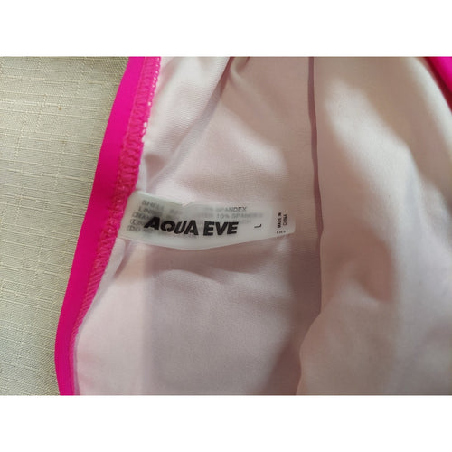 AQUA EVE Womens Swimsuit Bottoms L Multicolor High Waisted Color Block Swimwear