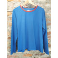 Lands End Long Sleeve Crewneck T Shirt Womens M 10-12 Blue Red