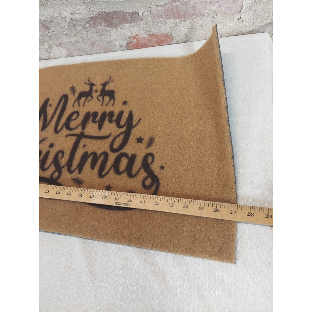 Merry Christmas Doormat Reindeer Welcome Mat Holiday Decor Felt Tan 29x17 In