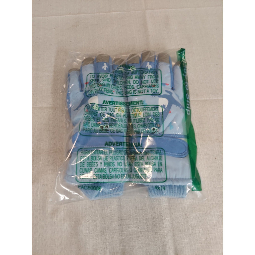 Kids Boys Girls Winter Snow Gloves Blue Cartoon Dinosaur Print New