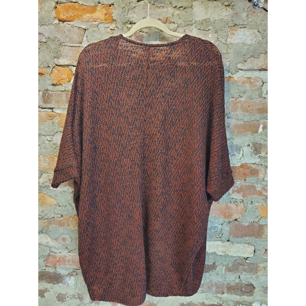Mossimo Supply Co Womens Cardigan M Rust Black Knit Open Front Dolman Sleeve
