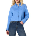 Amazon Essentials Womens Cropped Button Down Shirt XXL Light Blue Long Sleeve