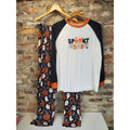 Mens Sz L Spooky Dad Halloween Pajama Set Pumpkin Ghost Bat Print Sleepwear
