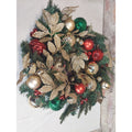 Christmas Wreath Holiday Decor Artificial Ornaments Red Green Gold Glitter Large