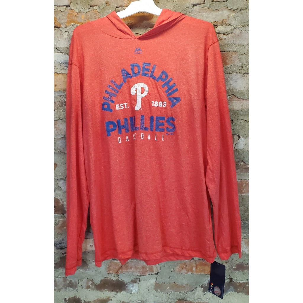 Majestic Philadelphia Phillies Mens XL Hoodie Orange MLB Baseball Pullover