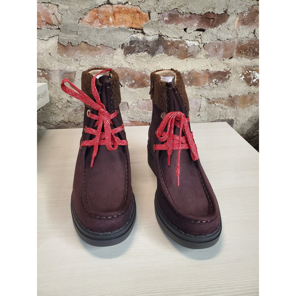 LifeStride Womens Ankle Boots Devon 7.5W Dark Chocolate Suede Moccasin Shearling
