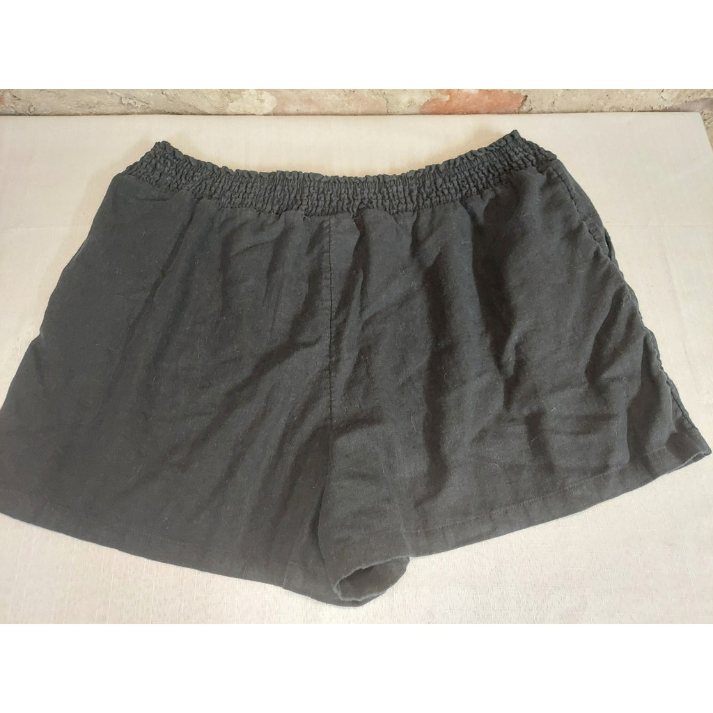 Universal Thread Womens Shorts XXL Black Linen Rayon Blend Elastic Waist Pull On
