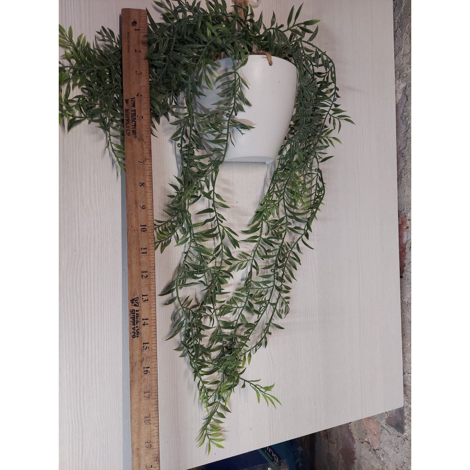 Faux Hanging Plant Set of 2 Trailing Vines Greenery White Pot Indoor Decor