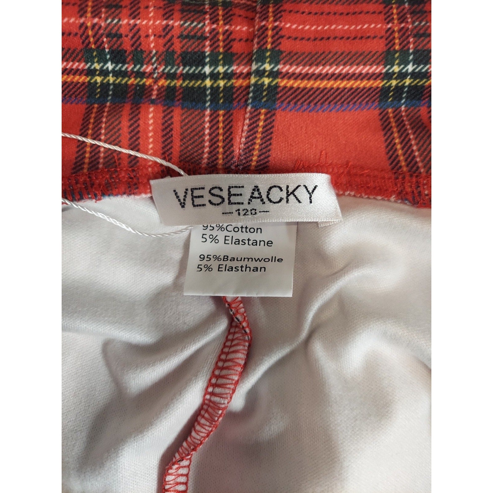 VESEA CKY Girls Hooded Romper Pajamas Size 7/8 Red Plaid Cotton Blend Full Zip