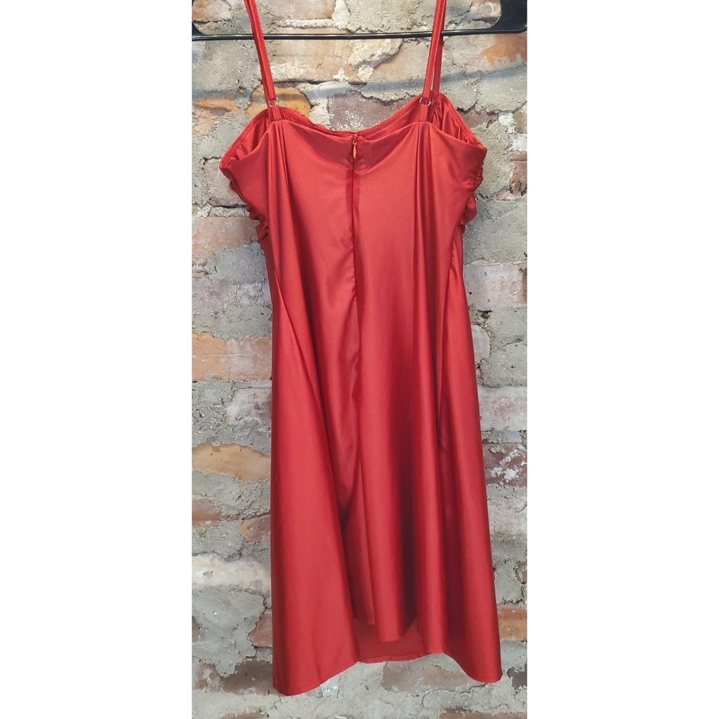 Womens Mini Dress S Red Ruched Spaghetti Strap Bodycon Cocktail Party