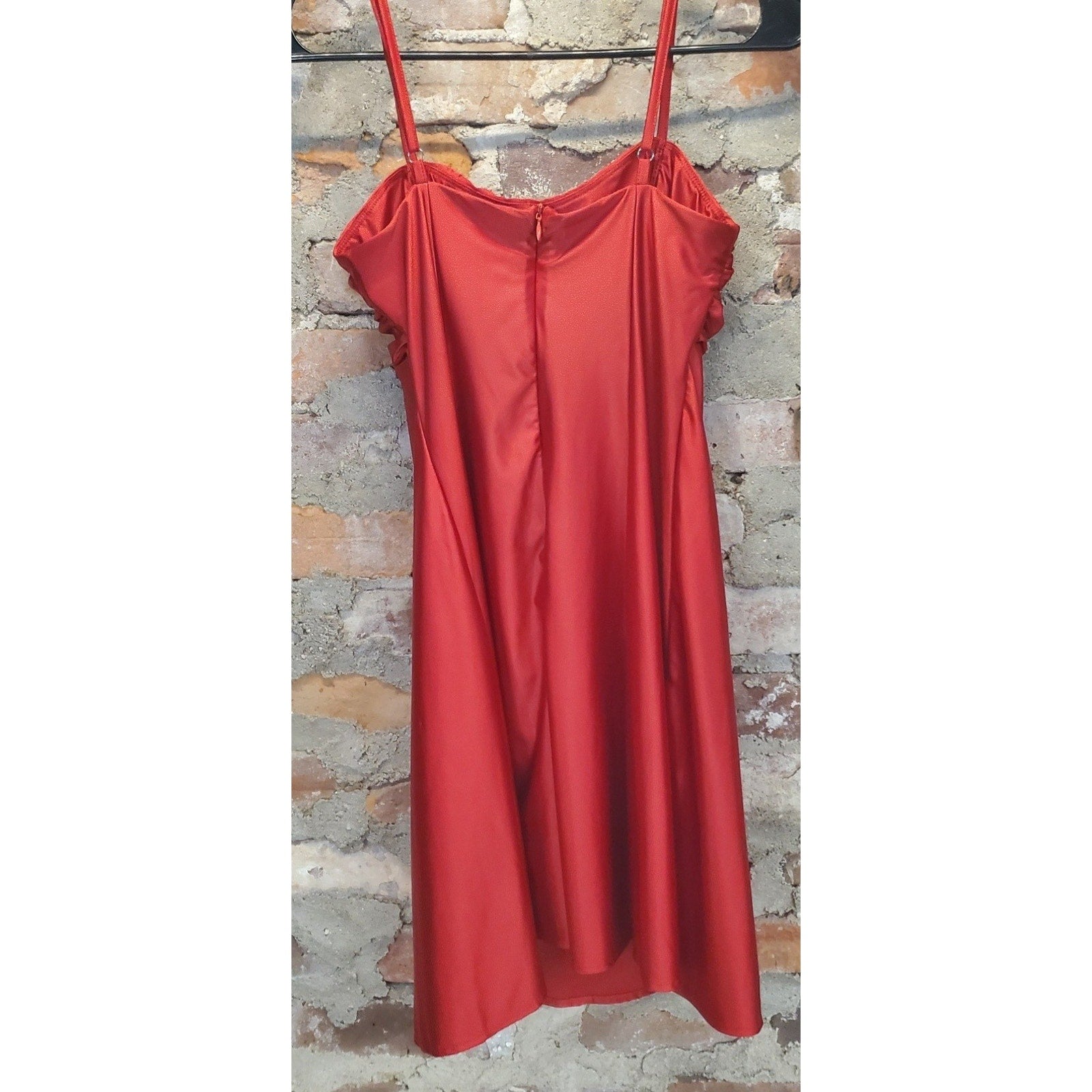 Womens Mini Dress S Red Ruched Spaghetti Strap Bodycon Cocktail Party