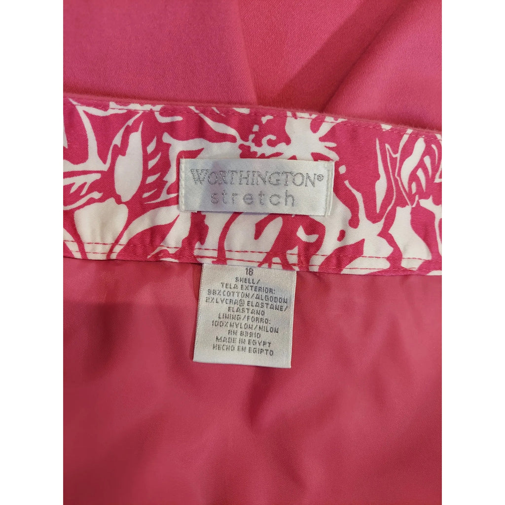 Worthington Womens Skirt Size 18 Pink Stretch Cotton Blend Pleated A Line