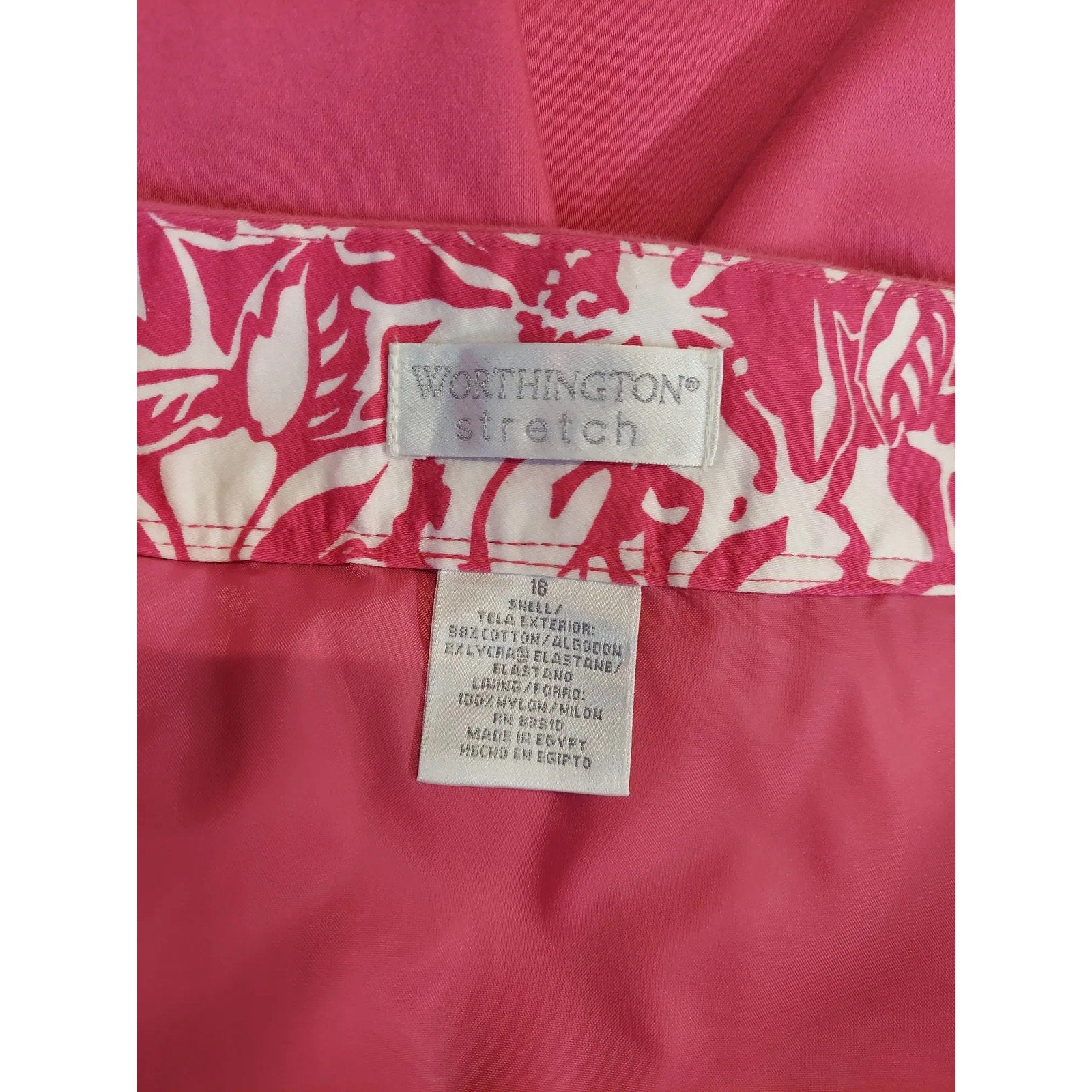 Worthington Womens Skirt Size 18 Pink Stretch Cotton Blend Pleated A Line