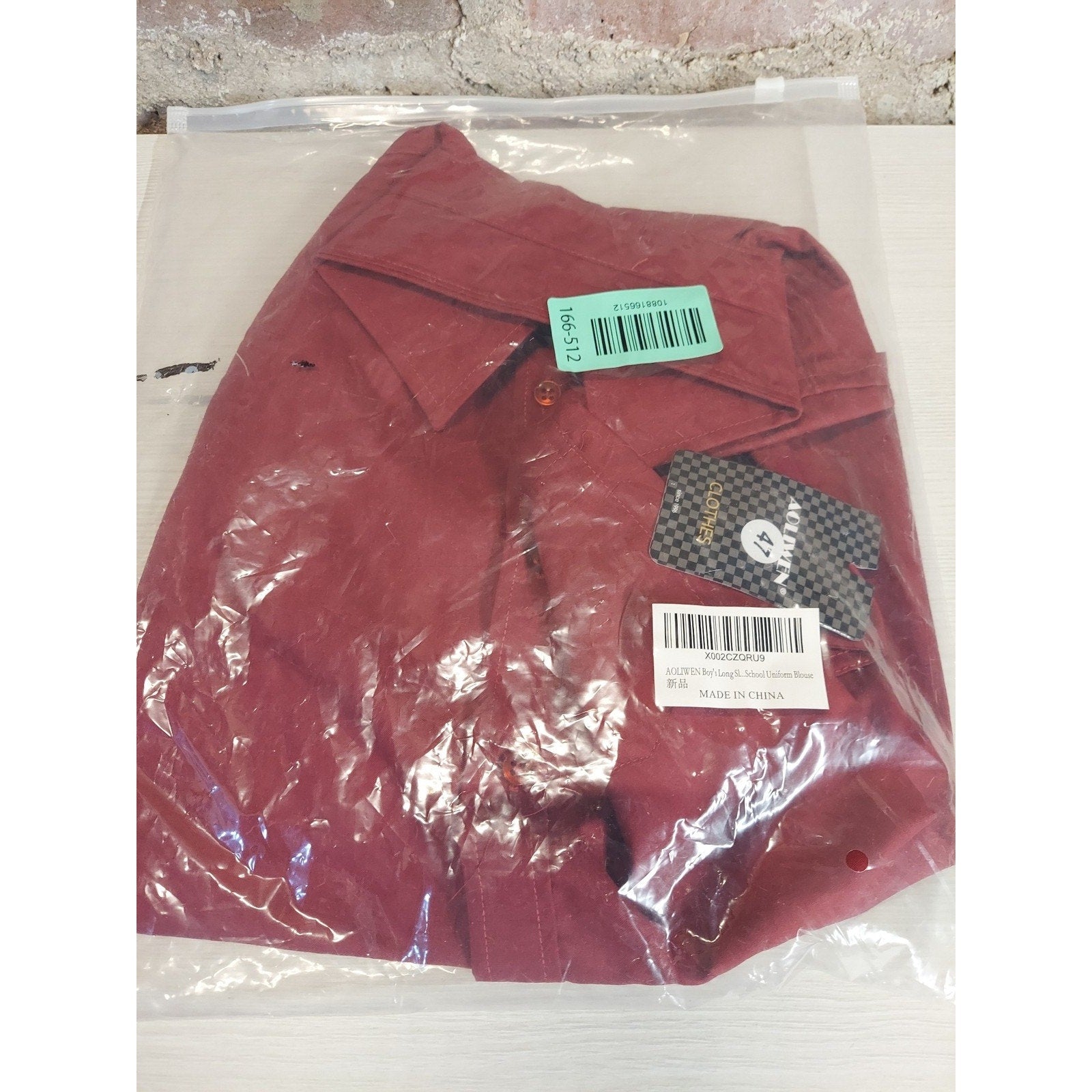 AOLIWEN Boys Long Sleeve School Uniform Shirt Size 12 Red Button Up