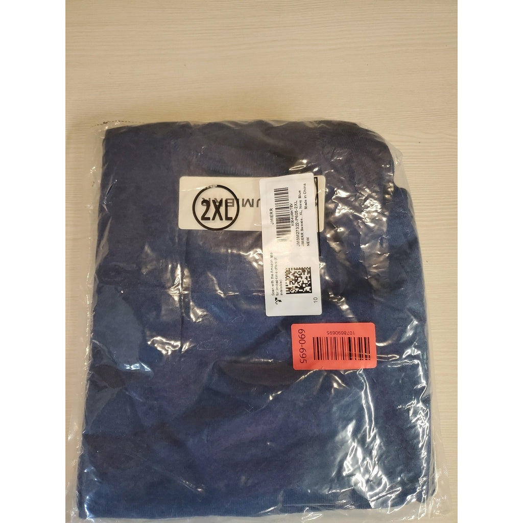 JMIERY Mens Crewneck Round Neck Pullover Sweater 2XL Navy Blue Long Sleeve New